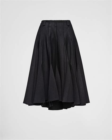 prada back zip skirt|Prada black pleated skirt.